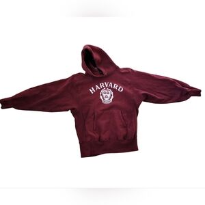 Vtg 80s Harvard Hoodie Champion Reverse Weave Warmup M No Drawstring USA